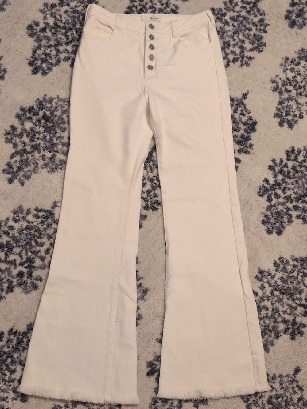 KanCan White High-Rise Flare Jeans with Button-Fly